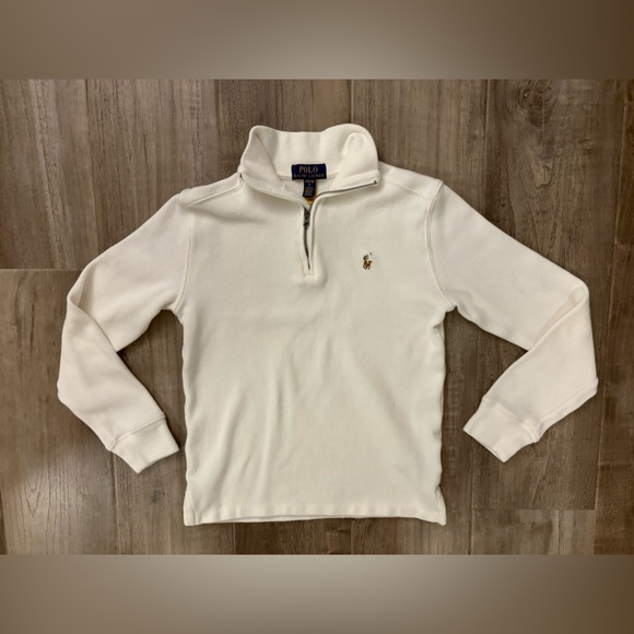 Polo Ralph Lauren White Quarter Zip Pullover Sweater Youth L (14–16) - Picture 6 of 6